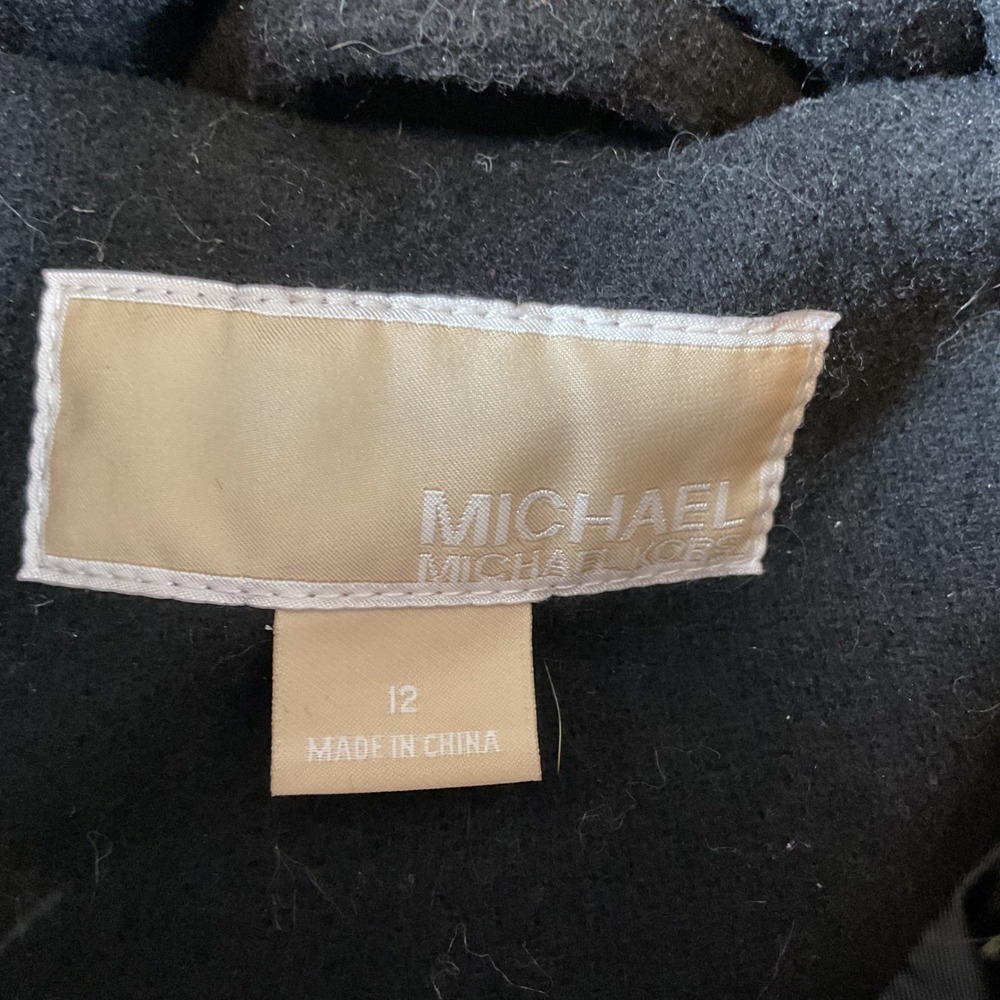 Michael Kors Womens Black Wool Blend Faux Fur‎ Hooded Military Coat Size 12 - Picture 3 of 7